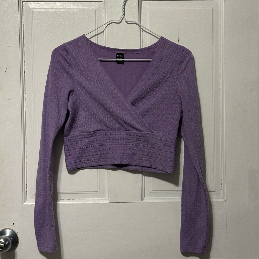 SHEIN Purple Wrap Blouse